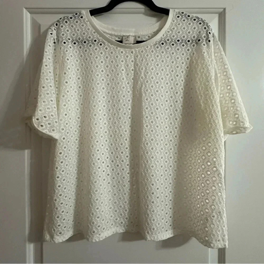 Anthropologie Postmark M White Chantal
Eyelet Top Black Short Sleeve Top - Picture 3 of 9